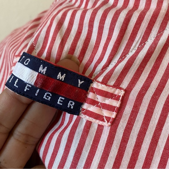 vtg Hilfiger Candy Stripe Robe w Pockets - Picture 5 of 7